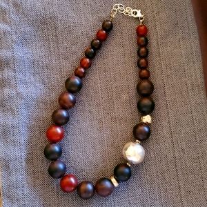 Silpada brown agate and silver ball necklace